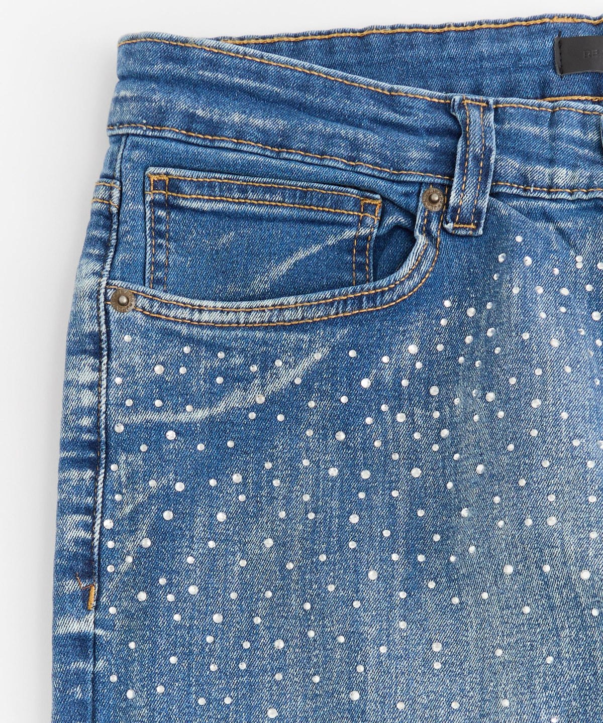 Reason Clothing Trusted | Stoned Out Rhinestone Denim Skinny Jeans - Light Blue