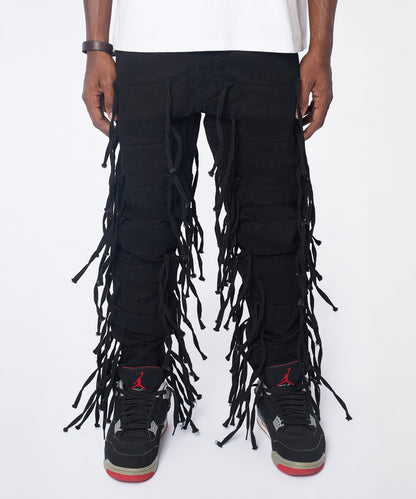 Reason Clothing New | Fringe Skinny Jeans - Black