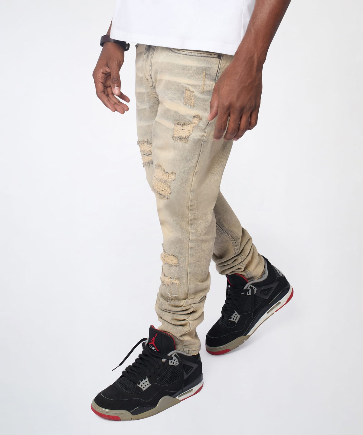 Reason Clothing Best Price | Desert Fade Distressed Skinny Jeans - Grey