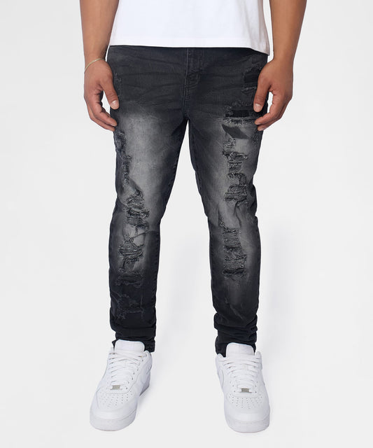 Reason Clothing Great Value | Renegade Distressed Skinny Jeans - Black