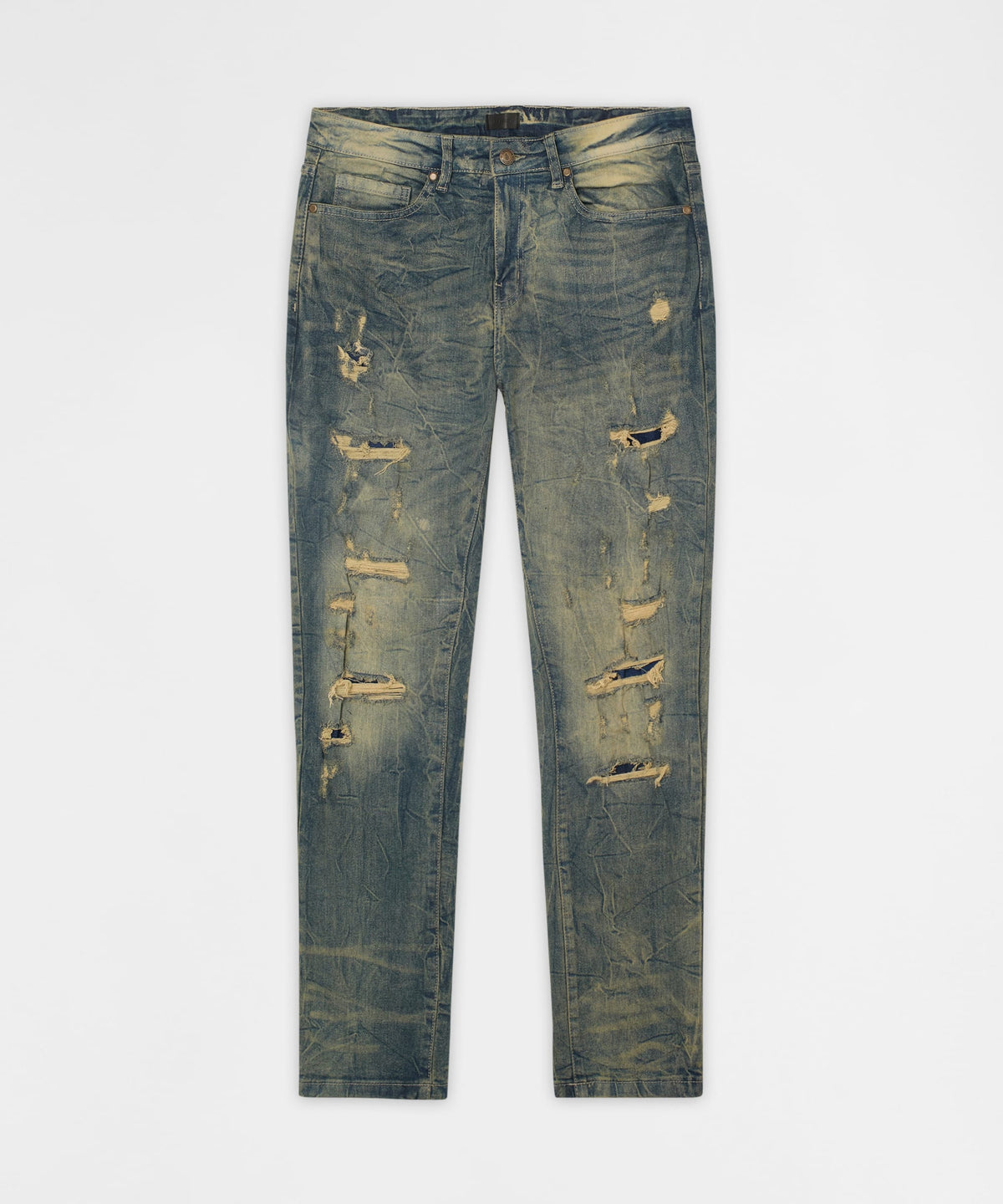 Reason Clothing New | Blasted Distressed Skinny Jeans - Blue