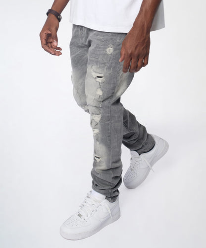 Reason Clothing Value | Ashfall Distressed Skinny Jeans - Grey