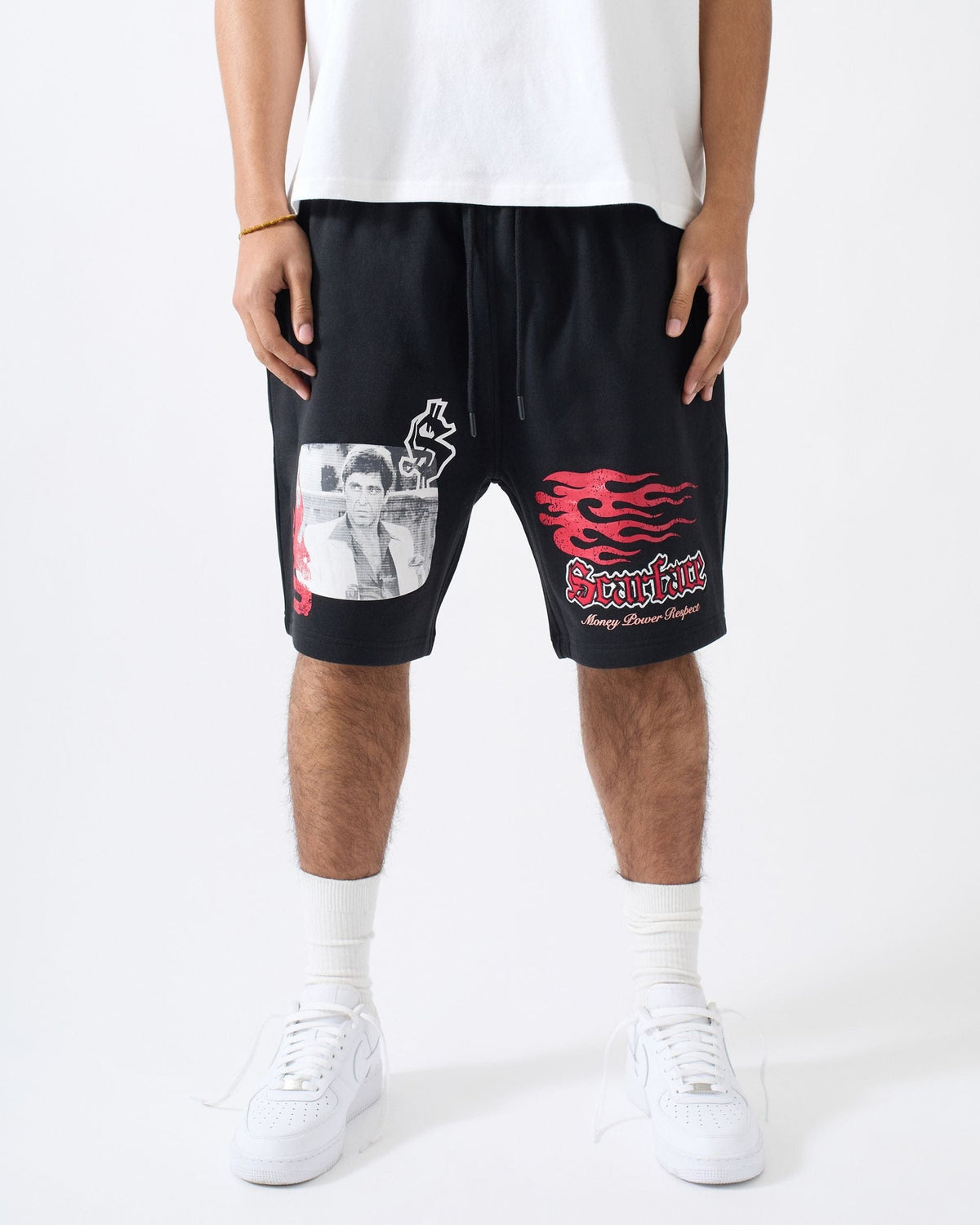 Reason Clothing Hot Sale | Scarface Tony Montana Fleece Shorts - Black