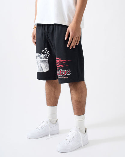 Reason Clothing Hot Sale | Scarface Tony Montana Fleece Shorts - Black