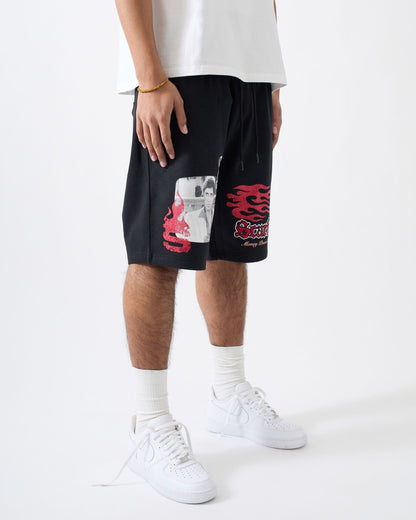 Reason Clothing Hot Sale | Scarface Tony Montana Fleece Shorts - Black