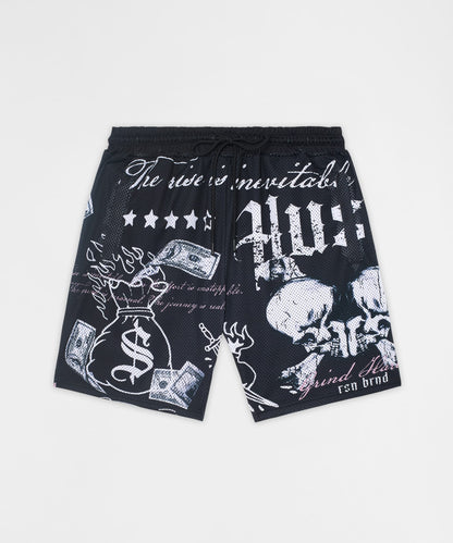 Reason Clothing Trending | Real Ones Mesh Graphic Shorts - Black