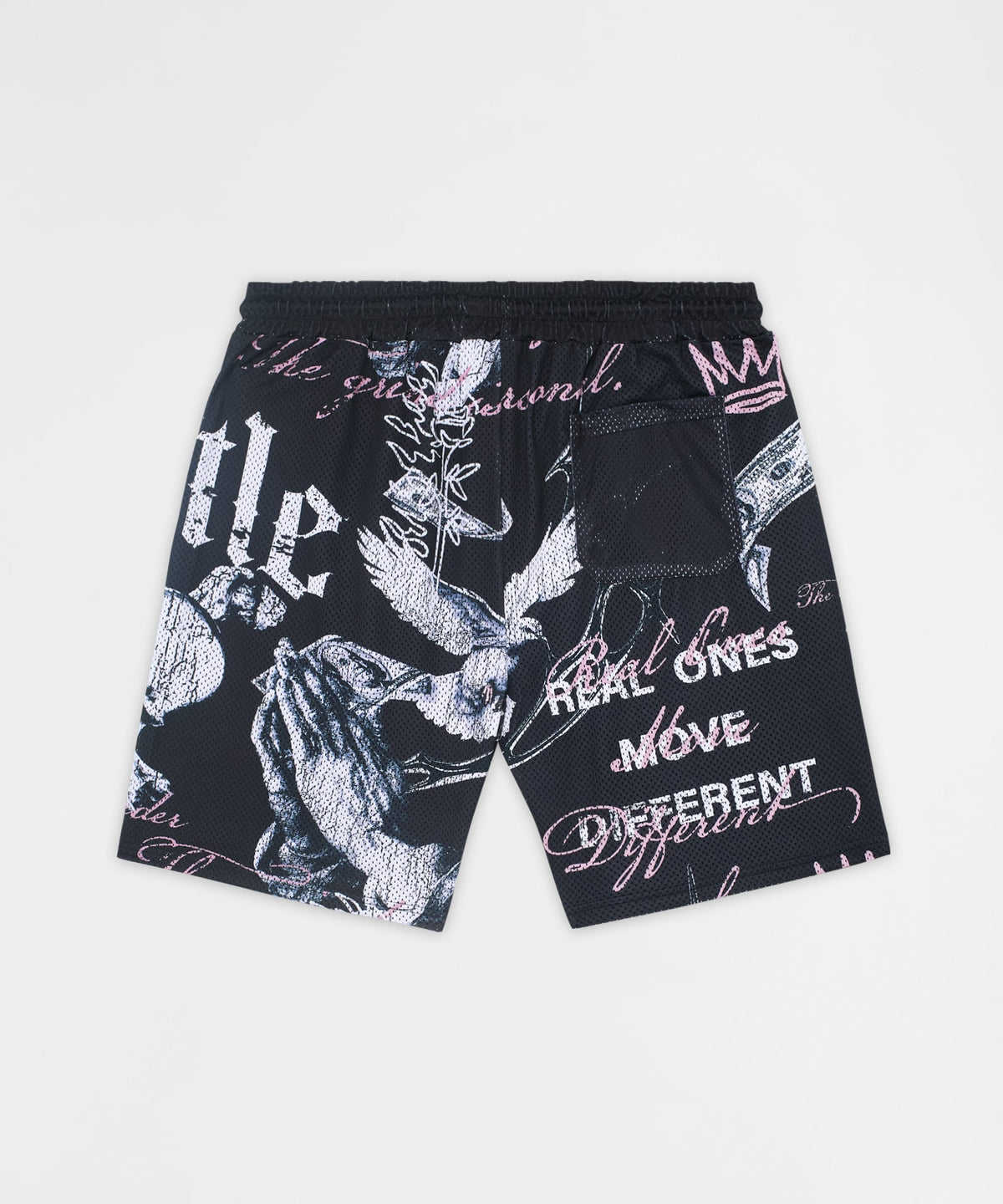 Reason Clothing Trending | Real Ones Mesh Graphic Shorts - Black