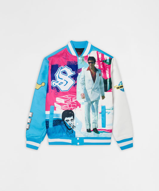 Reason Clothing Signature | Scarface Retro Bomber Jacket - Blue