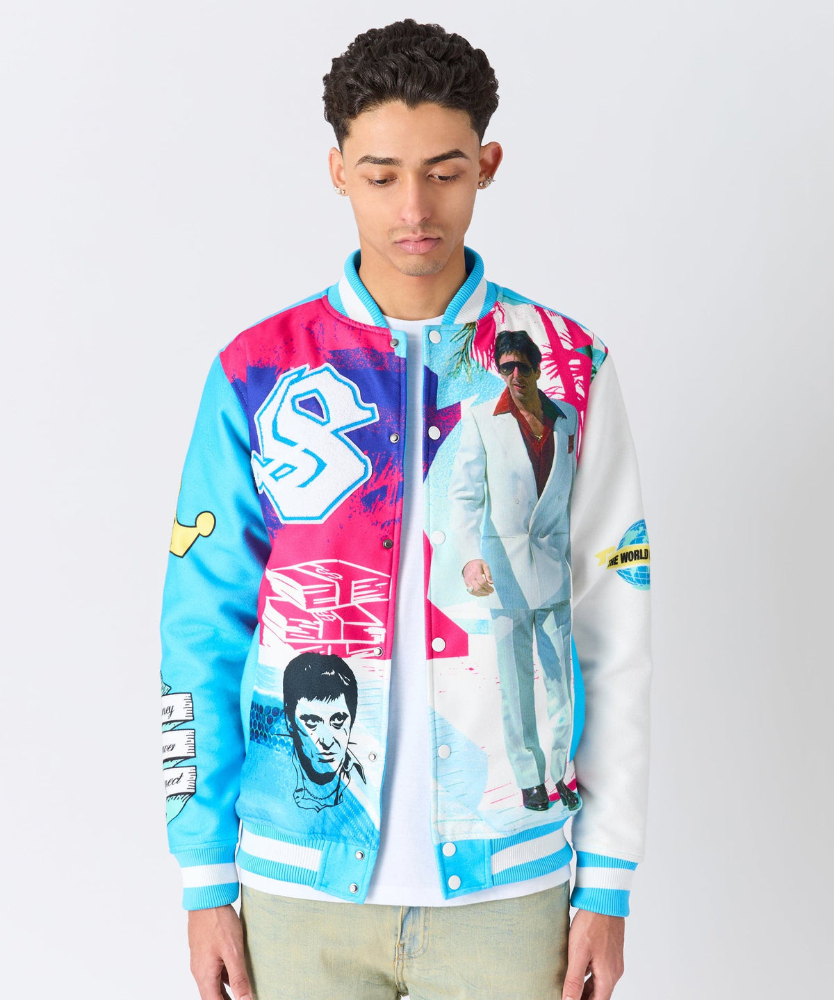 Reason Clothing Signature | Scarface Retro Bomber Jacket - Blue