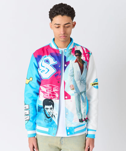 Reason Clothing Signature | Scarface Retro Bomber Jacket - Blue
