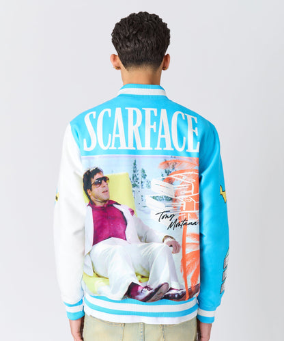 Reason Clothing Signature | Scarface Retro Bomber Jacket - Blue