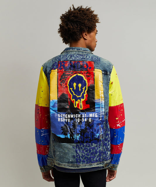 Reason Clothing Trusted | Greenwich Denim Jacket With Graphic Detail