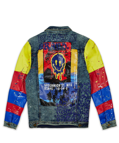 Reason Clothing Trusted | Greenwich Denim Jacket With Graphic Detail