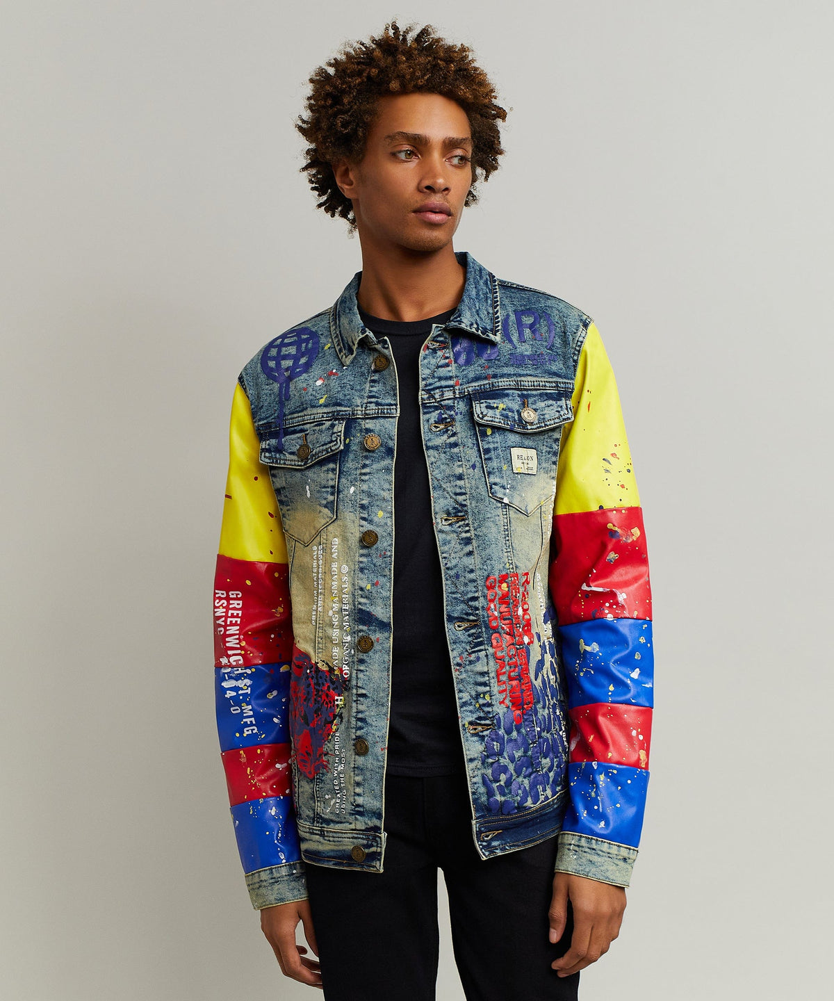 Reason Clothing Trusted | Greenwich Denim Jacket With Graphic Detail