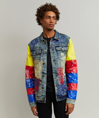 Reason Clothing Trusted | Greenwich Denim Jacket With Graphic Detail