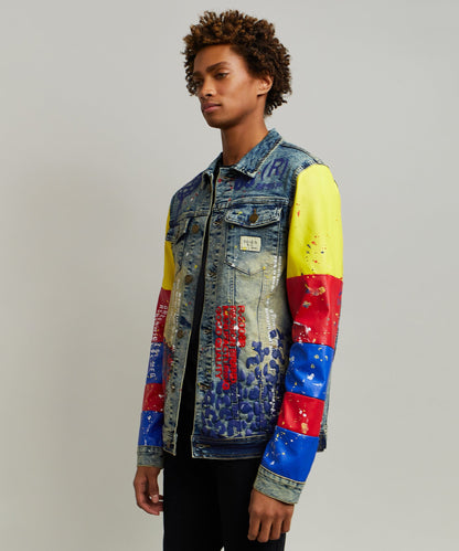 Reason Clothing Trusted | Greenwich Denim Jacket With Graphic Detail