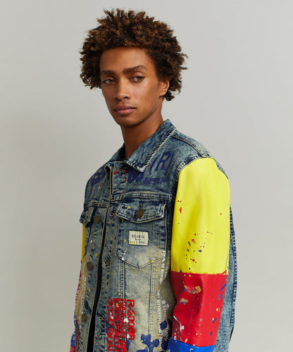 Reason Clothing Trusted | Greenwich Denim Jacket With Graphic Detail