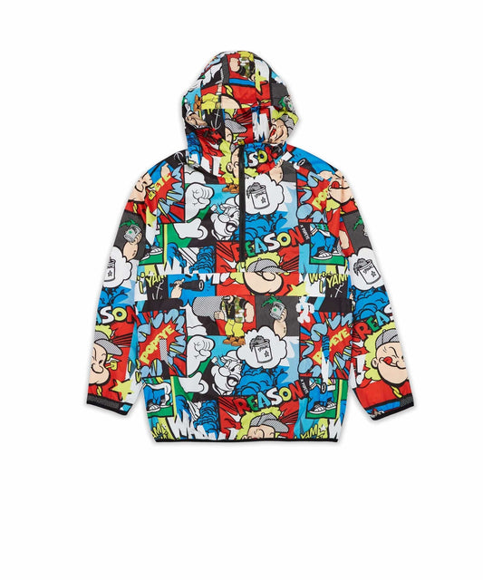 Reason Clothing Trending | Popeye Half-Zip Allover Comic Print Anorak