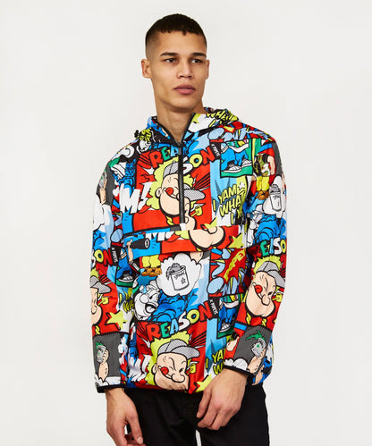 Reason Clothing Trending | Popeye Half-Zip Allover Comic Print Anorak