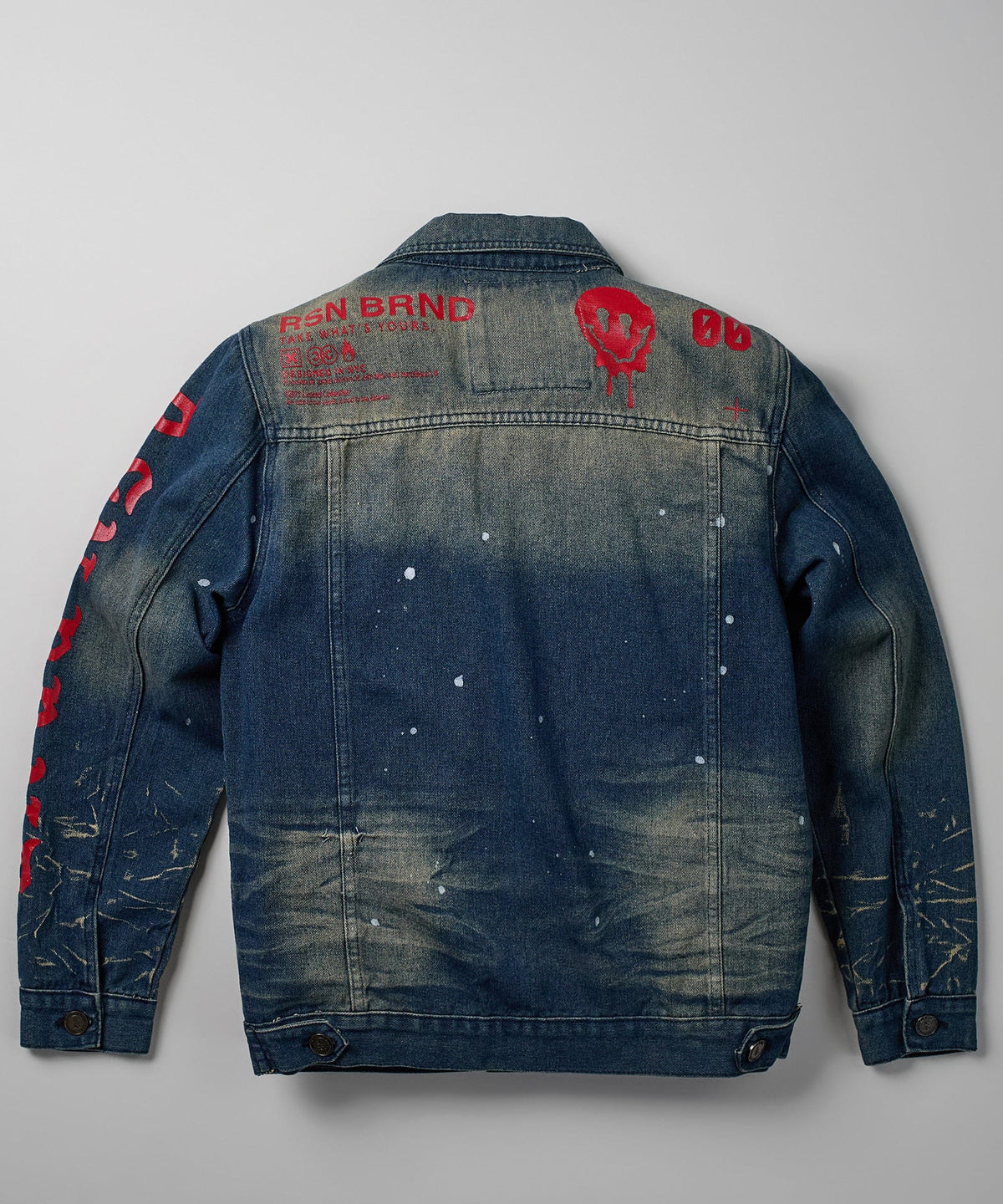Reason Clothing Value | Indigo Fire Medium Wash Denim Jacket With Logo