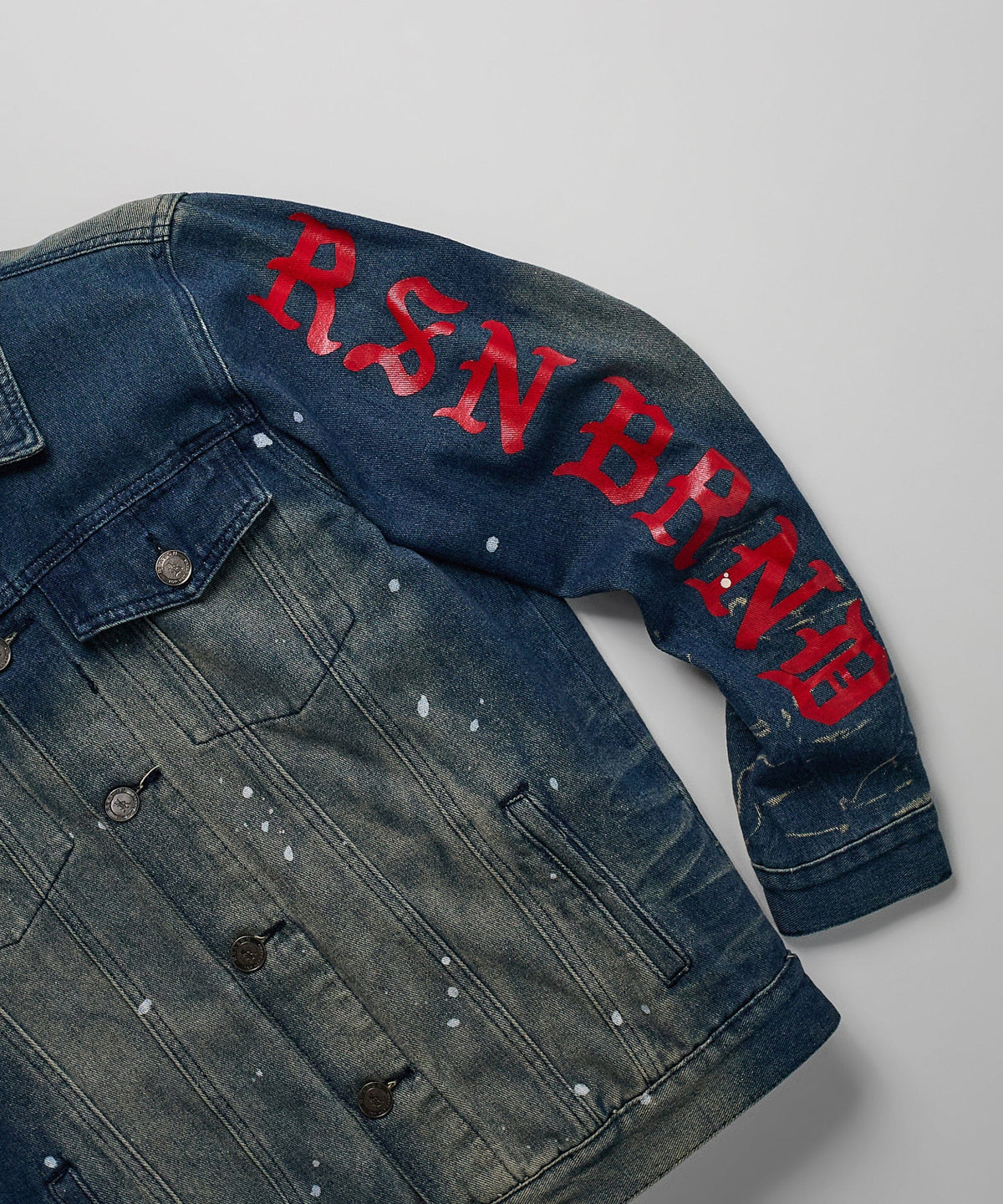 Reason Clothing Value | Indigo Fire Medium Wash Denim Jacket With Logo