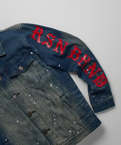Reason Clothing Value | Indigo Fire Medium Wash Denim Jacket With Logo