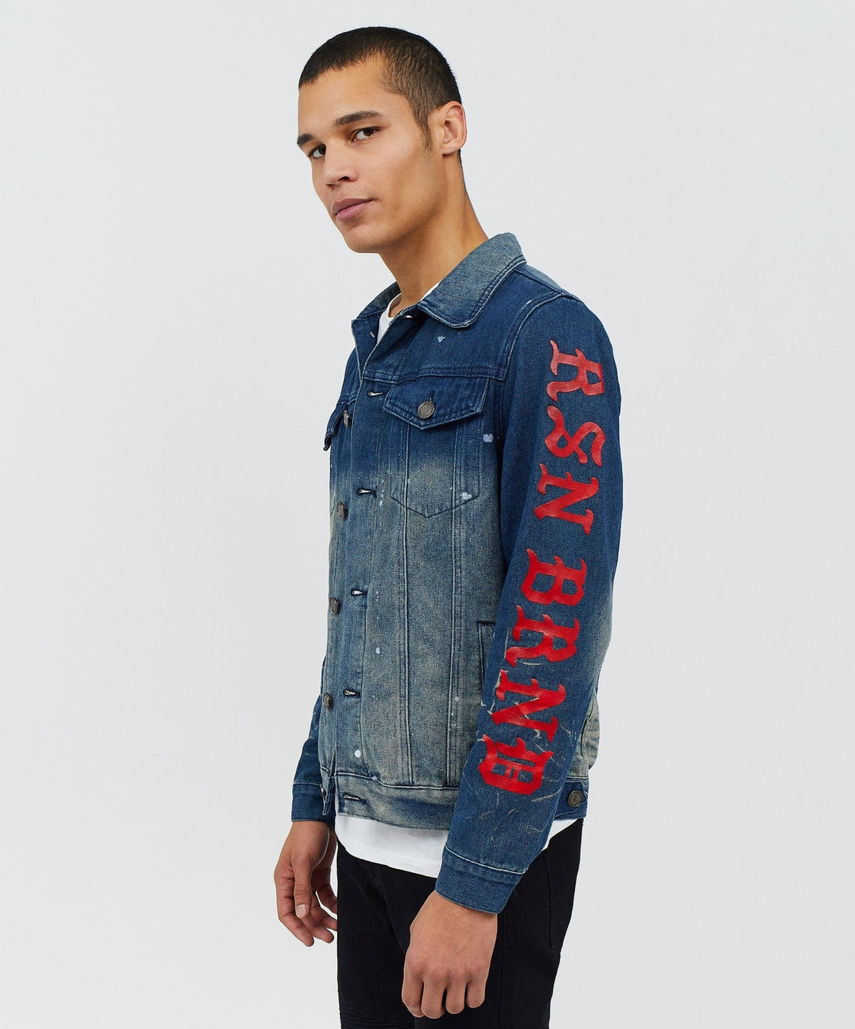 Reason Clothing Value | Indigo Fire Medium Wash Denim Jacket With Logo