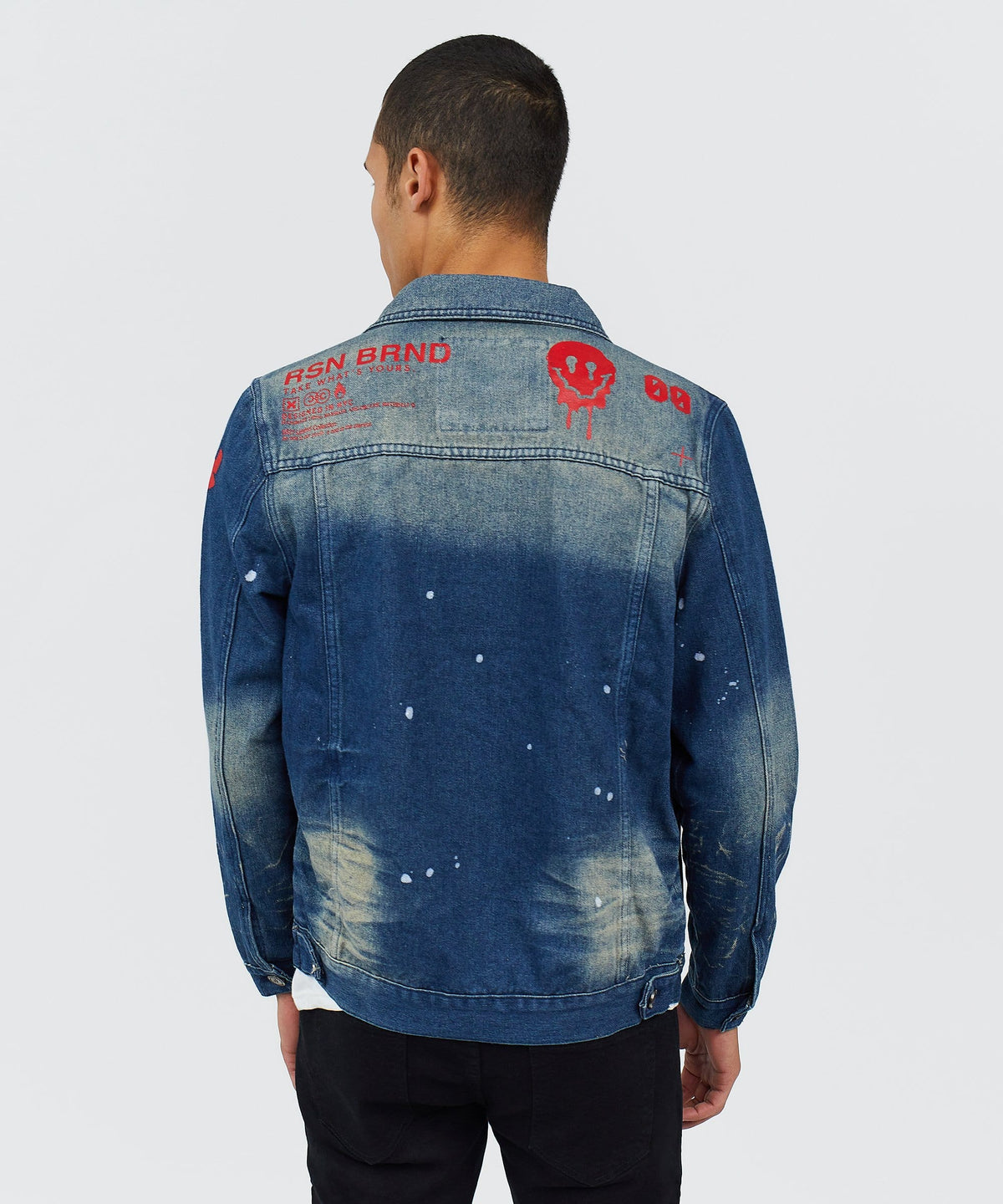 Reason Clothing Value | Indigo Fire Medium Wash Denim Jacket With Logo