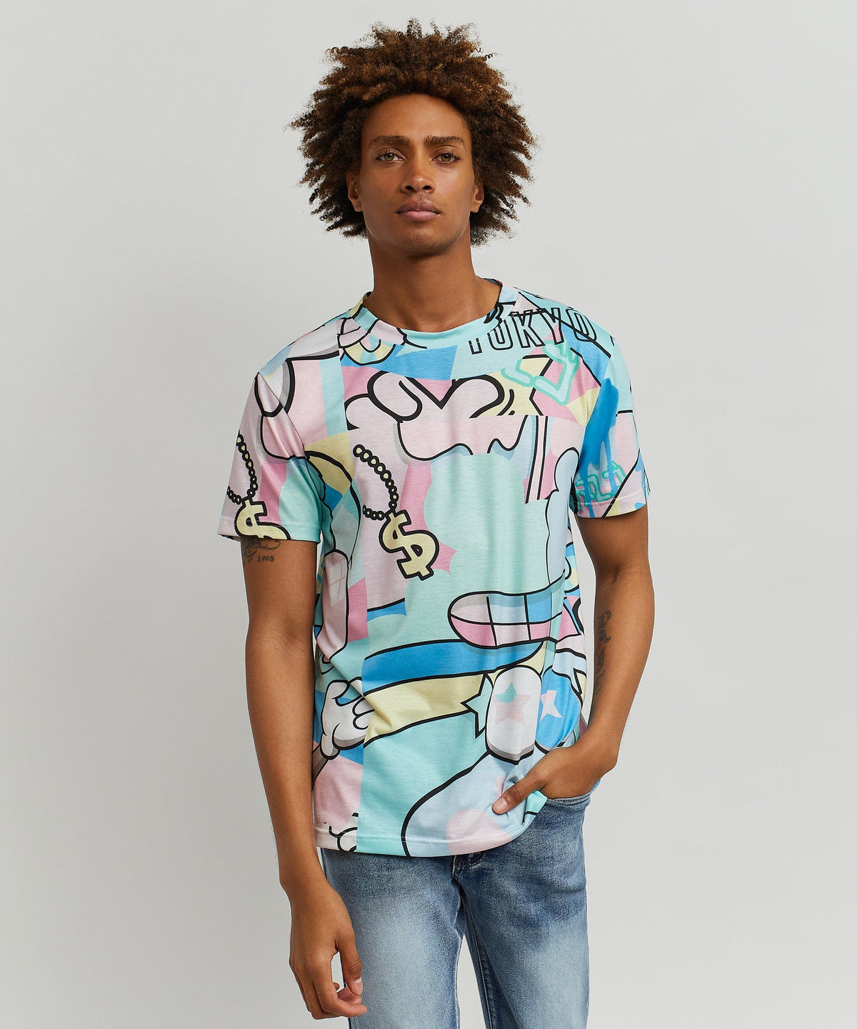 Reason Clothing Deals | Neo World Allover Print Graphic Tee