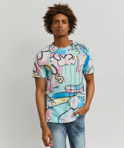 Reason Clothing Deals | Neo World Allover Print Graphic Tee