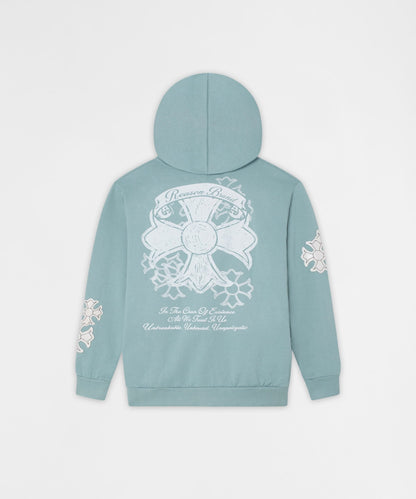 Reason Clothing Recommended | Rebellion Chenille Patched Zip Up Hoodie - Medium Blue