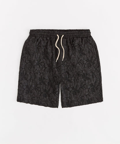 Reason Clothing Deals | Tonal Floral Textured Short - Black