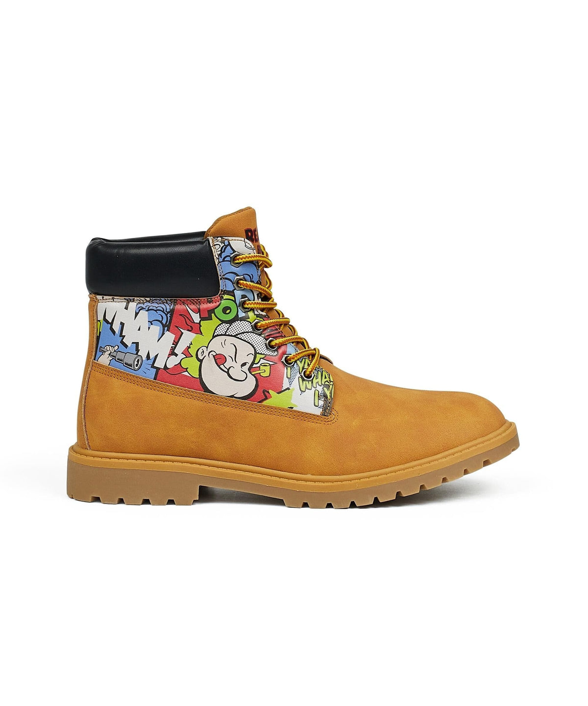 Reason Clothing Exclusive | Popeye X Reason Collab Faux Suede Comic Print Boots - Tan