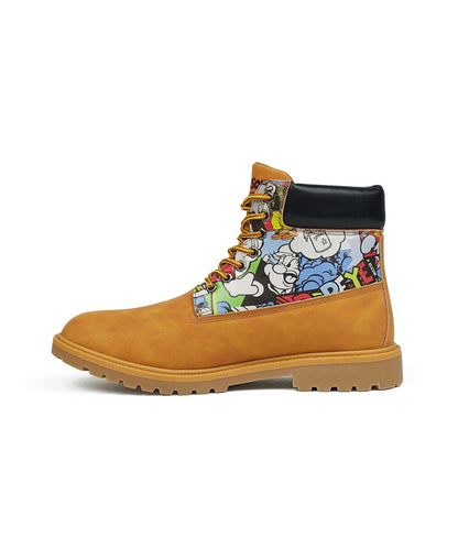 Reason Clothing Exclusive | Popeye X Reason Collab Faux Suede Comic Print Boots - Tan