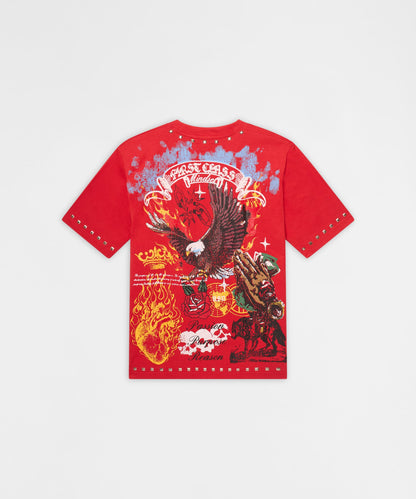 Reason Clothing Recommended | First Class Studded Short Sleeve Tee - Red