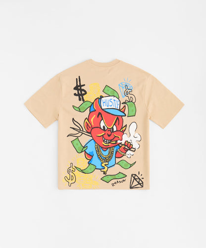 Reason Clothing Best Price | Keep On Grindin' Applique Short Sleeve Tee - Khaki