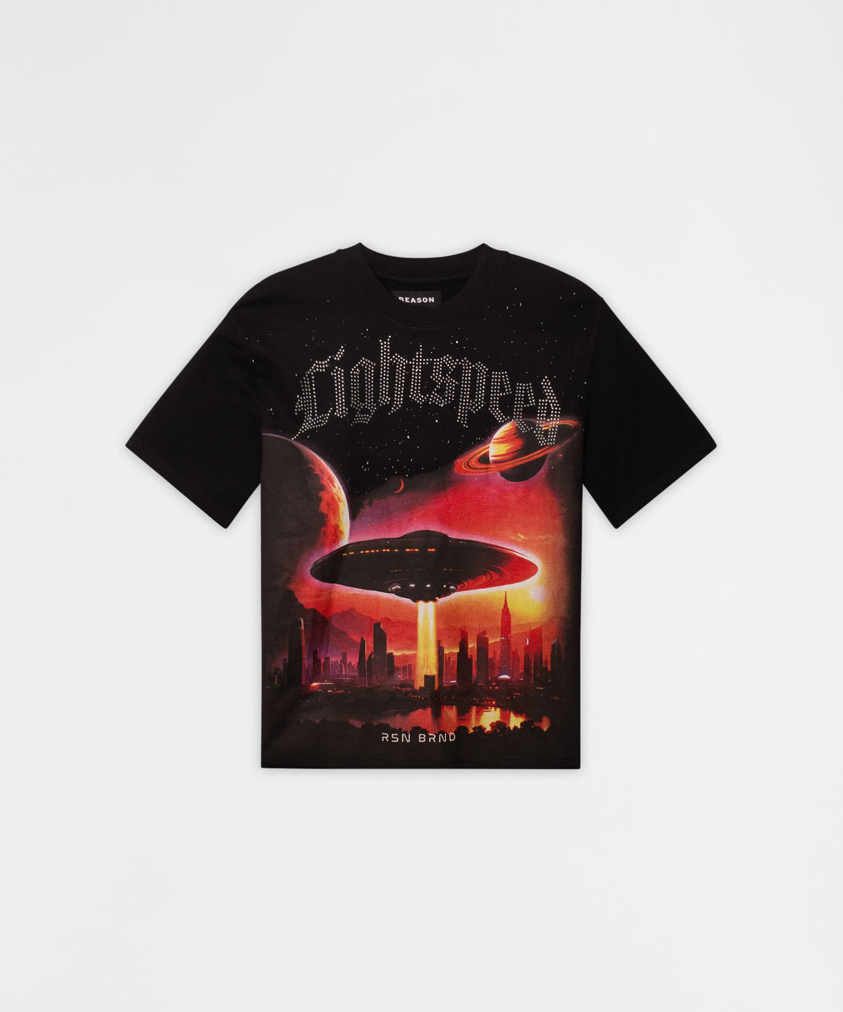 Reason Clothing Signature | Lightspeed Rhinestone Graphic Tee - Black