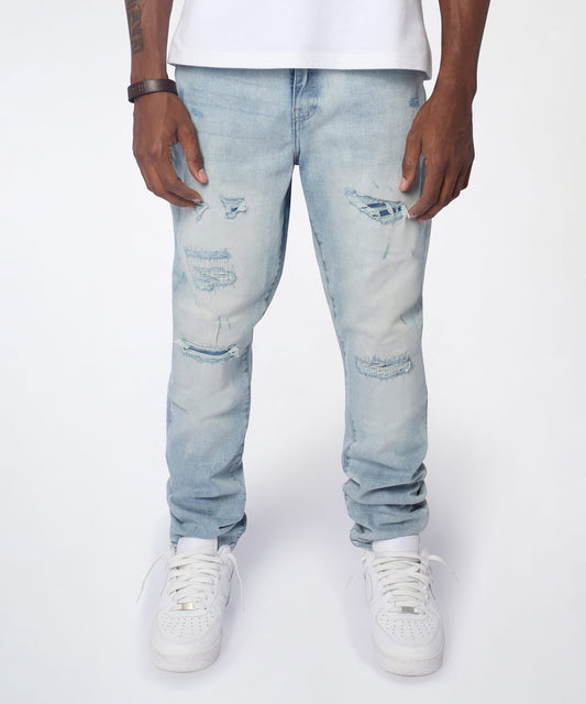 Reason Clothing Deals | Ice Wash Distressed Skinny Jeans - Light Blue