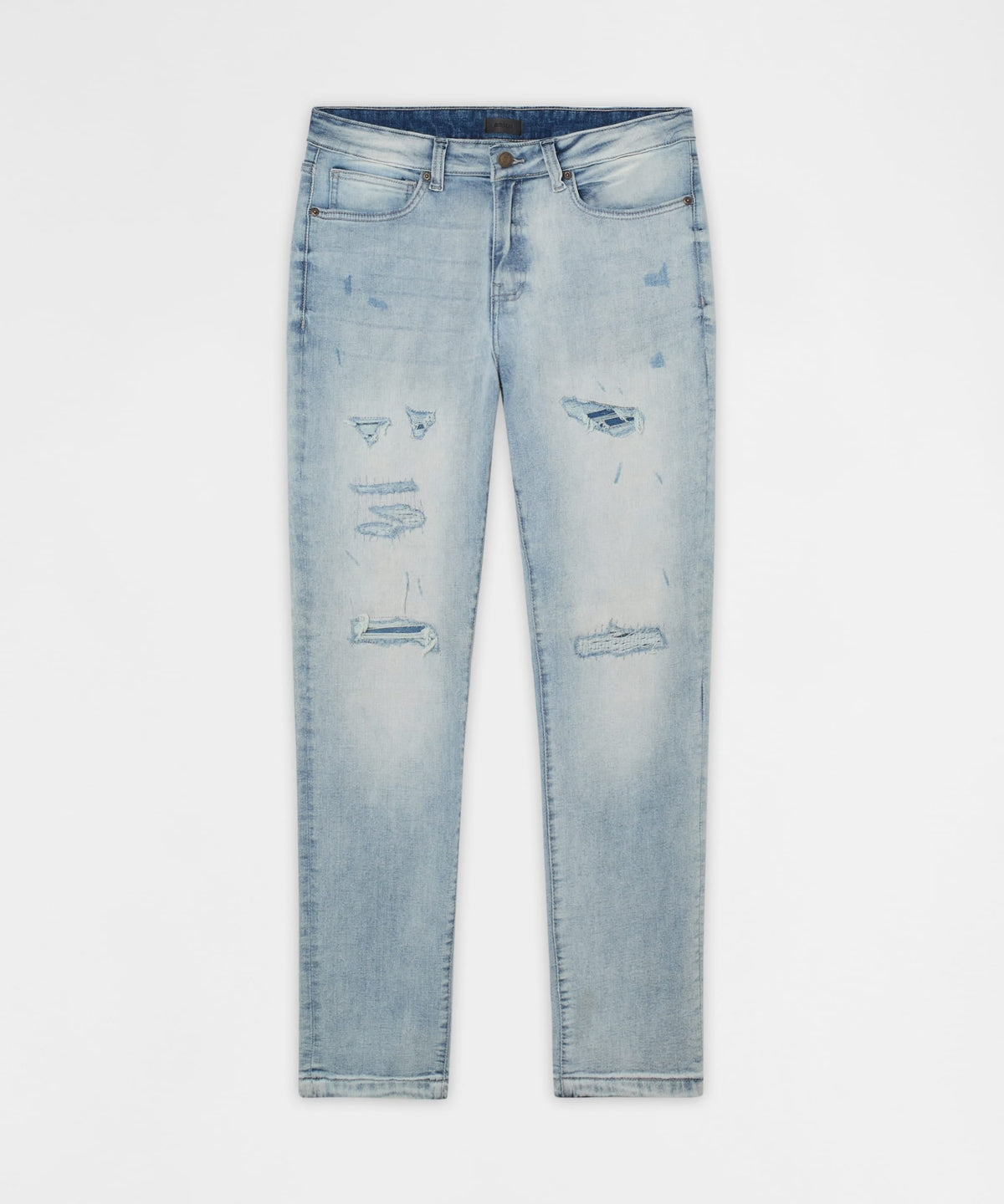 Reason Clothing Deals | Ice Wash Distressed Skinny Jeans - Light Blue
