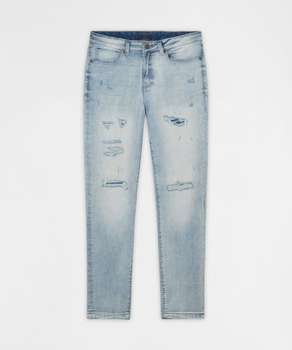 Reason Clothing Deals | Ice Wash Distressed Skinny Jeans - Light Blue