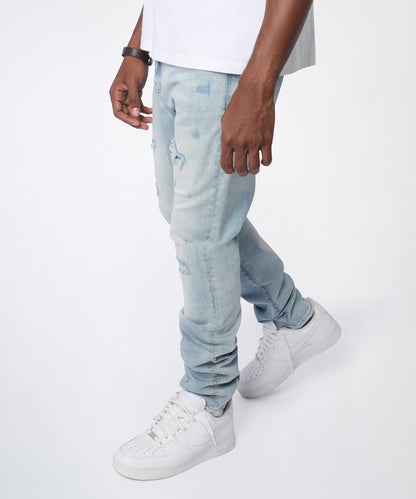 Reason Clothing Deals | Ice Wash Distressed Skinny Jeans - Light Blue