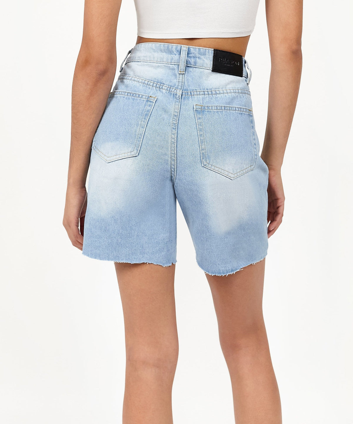 Reason Clothing Hot Sale | Sofia Women's Distressed High-Waist Denim Shorts - Blue