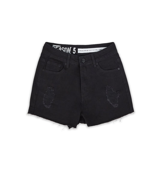 Reason Clothing Deals | Aria Women's Distressed Denim Shorts - Black