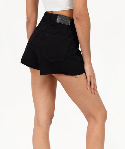 Reason Clothing Deals | Aria Women's Distressed Denim Shorts - Black