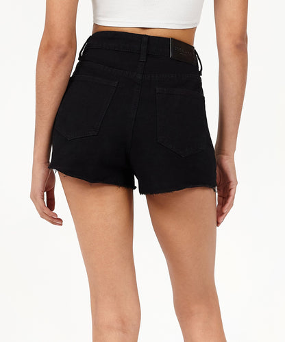 Reason Clothing Deals | Aria Women's Distressed Denim Shorts - Black