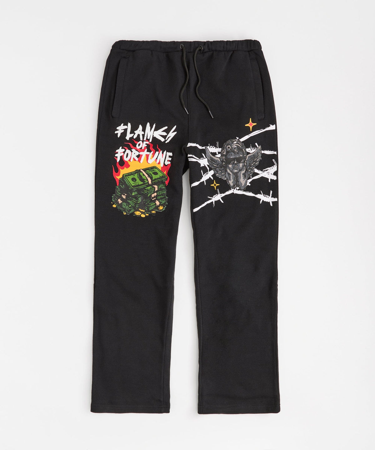 Reason Clothing Discount | Flames Of Fortune Women's Graphic Plus Size Sweatpants - Black