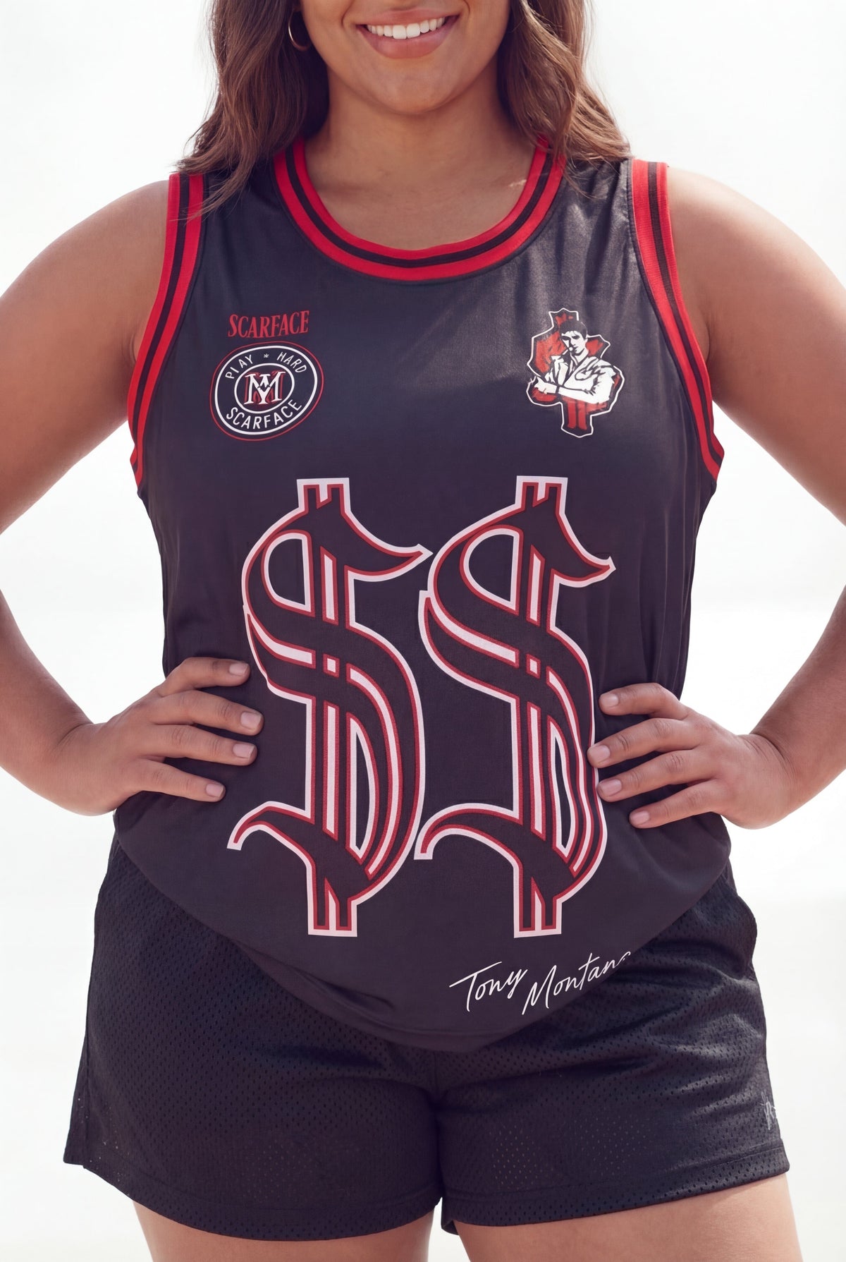Reason Clothing Smart Buy | Scarface Money Power Women's Graphic Sleeveless Basketball Jersey - Bl