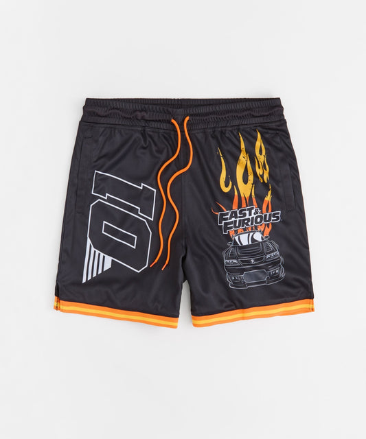 Reason Clothing Customer Favorite | Fast & Furious Burnout Women's Basketball Mesh Shorts - Black