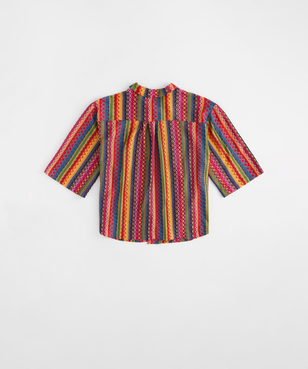 Reason Clothing Special Offer | Tribal Stripe Women Plus Size Textured Knit Short Sleeve Shirt - Multi