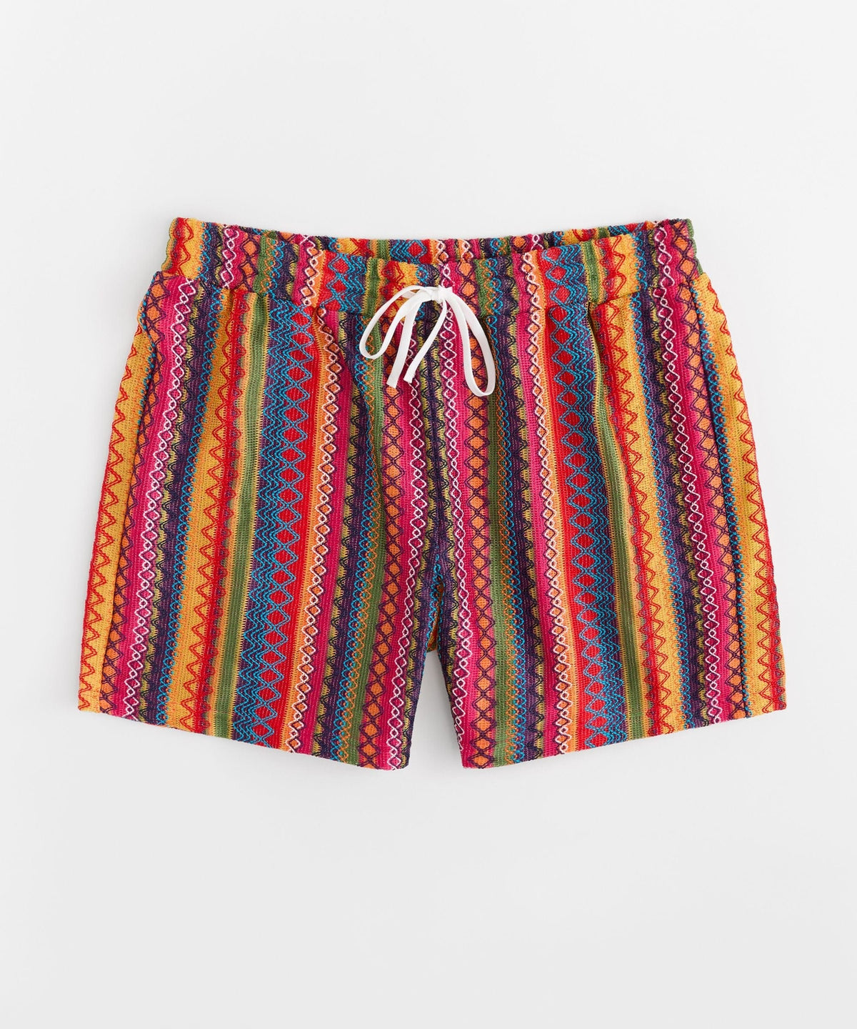 Reason Clothing Trusted | Tribal Stripe Women Plus Size Textured Shorts - Multicolor